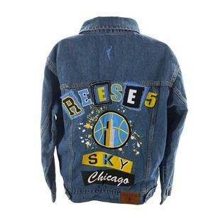 WNBA Chicago Sky Reese 5 Denim Jacket Custom Patches Womens Medium New